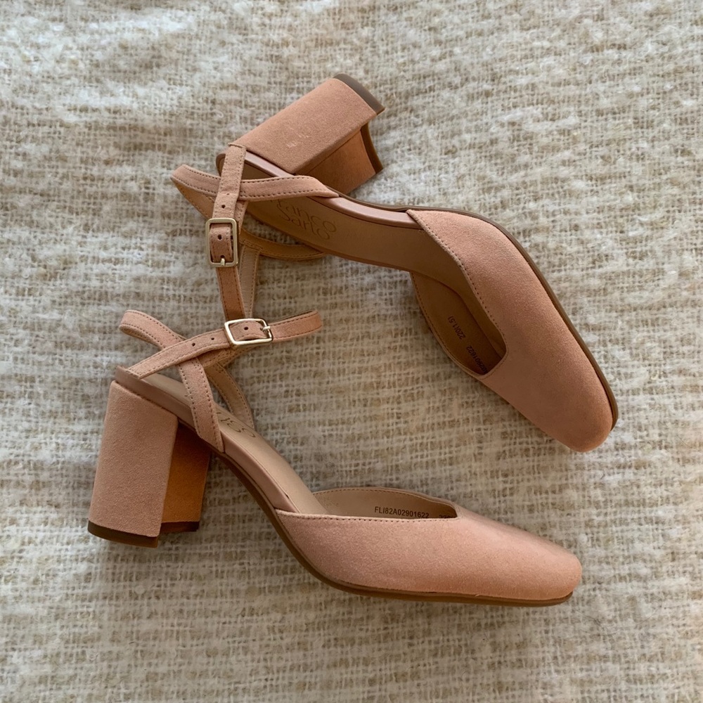 Franco Sarto pink suede heels